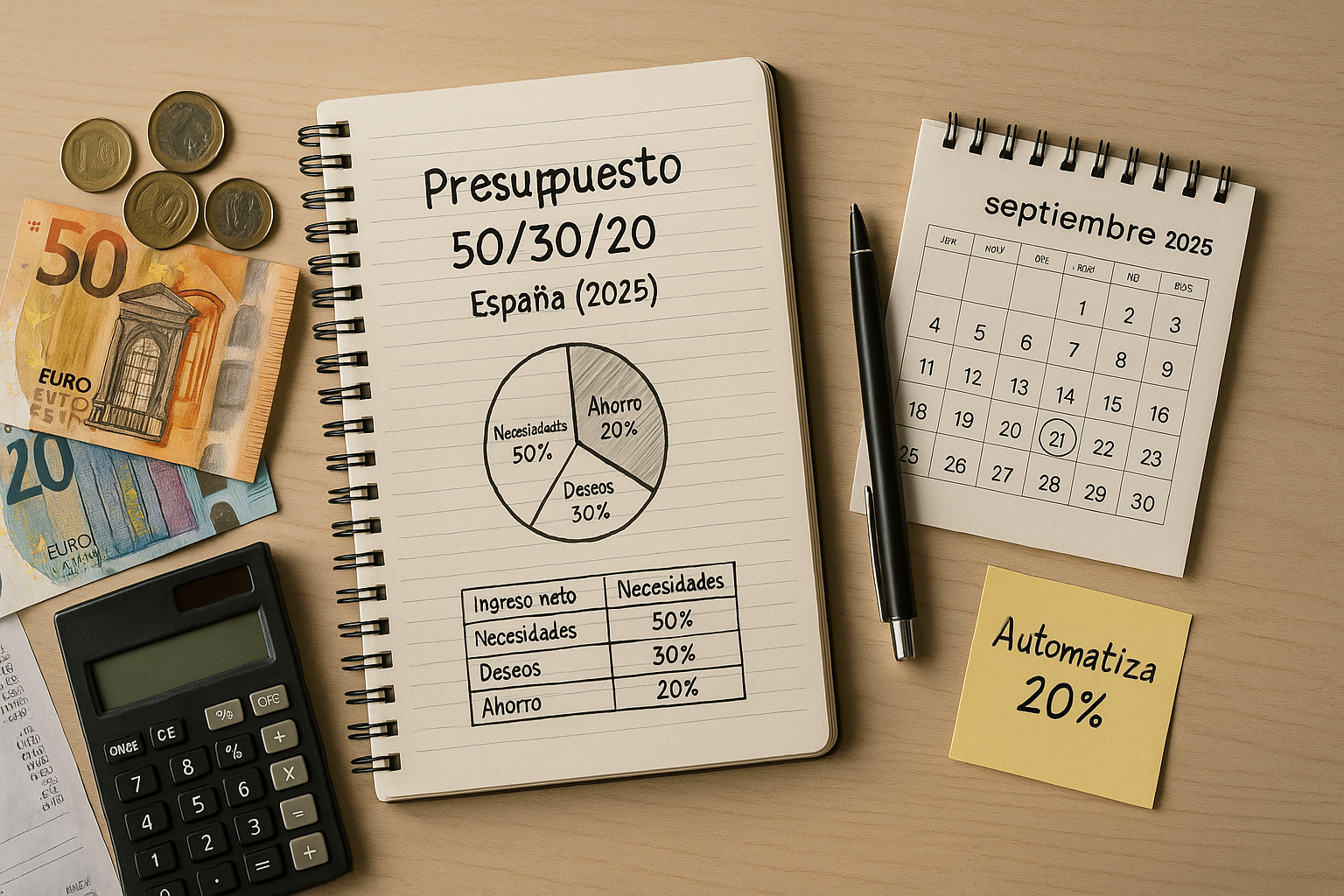 Cómo crear un presupuesto 50/30/20 en España (2025)